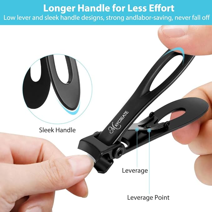 MAYCREATE® Nail Cutter for Men Toe Nail Cutter for Thick Nails Cutting Clipper Trimmer Women Wide-Opening Sharp Jaws Stainless Steel Large Clippers Set with File