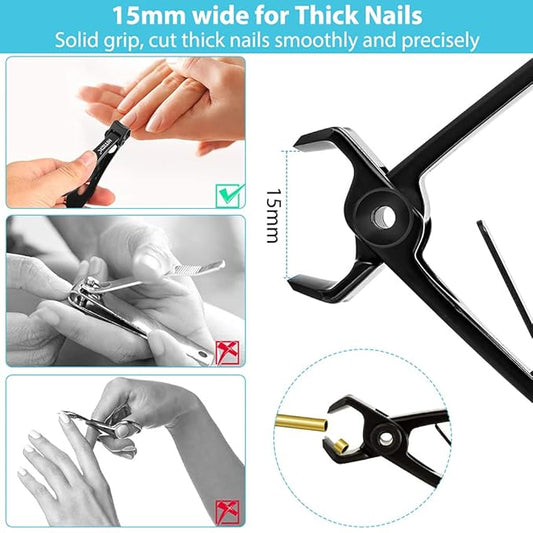 MAYCREATE® Nail Cutter for Men Toe Nail Cutter for Thick Nails Cutting Clipper Trimmer Women Wide-Opening Sharp Jaws Stainless Steel Large Clippers Set with File