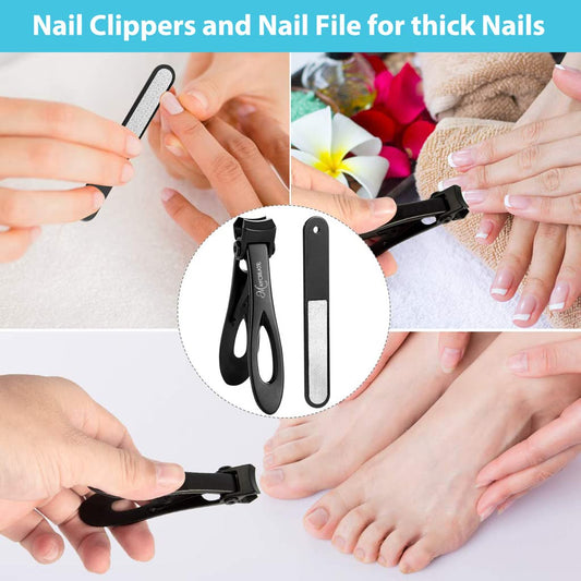 MAYCREATE® Nail Cutter for Men Toe Nail Cutter for Thick Nails Cutting Clipper Trimmer Women Wide-Opening Sharp Jaws Stainless Steel Large Clippers Set with File